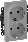 Двоен контакт ШУКО 16A детска защита цвят алуминий Valena Life Legrand