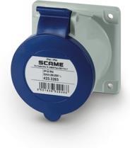 Промишлен контакт 2P+Е 32A 230V IP54 ПРАВ серия Optima панелен монтаж 75х75мм Scame