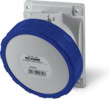 Промишлен контакт 2P+Е 32A 200-250V IP66, 6h серия Optima панелен монтаж 84x106мм Scame