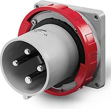 Промишлен щепсел 3P+Е 125A 346-415V IP66/67, 6h серия Optima панелен монтаж 114x114мм Scame