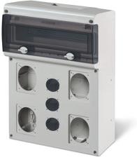 Табло за индустриални контакти и DIN модули IP66, UV, PG вход, серия BLOCK (14 DIN и 4х16A или 32A и 3хШуко) Scame