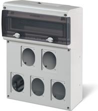 Табло за индустриални контакти и DIN модули IP66, UV, PG вход, серия BLOCK (14 DIN и 2х16A и 3х32A) Scame