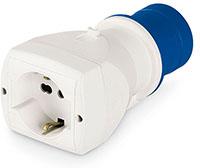 Индустриален адаптер от евро щепсел 2P+Е 16A към шуко/ЕВРО 16A серия Adapto Scame