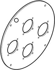 диск за макара roller 330 с отвор за защита и 4 шуко контакти с р-р на фланеца 50x60мм Scame