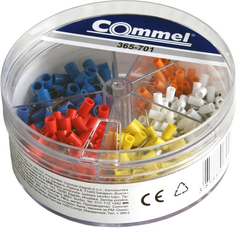 Кутия с кабелни накрайници 0,5мм2-50, 0,75мм2-100, 1мм2-100, 1,5мм2-100 и 2,5мм2-50 броя Commel