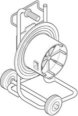 Празна макара без диск с количка roller 450+монтажна плоча за табло от серия BLOCK+количка Scame