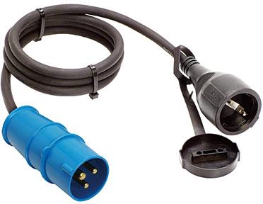 Адаптер с кабел H07RN-F 3G2,5мм2 1.5м от СЕЕ 2P+T 16A подвижен щепсел към шуко подвижен контакт AS Schwabe