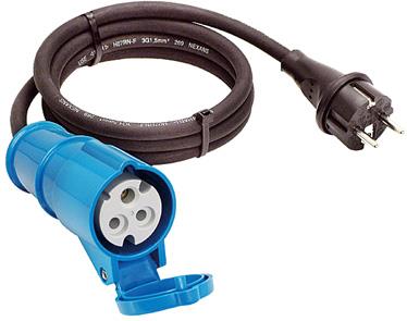 Адаптер с кабел H07RN-F 3G2,5мм2 1.5м  от шуко към СЕЕ 2P+T 16A подвижен контакт AS Schwabe