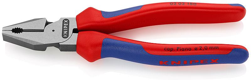 Комбинирани клещи усилени, синьо-червена ръкохватка 180мм, Knipex