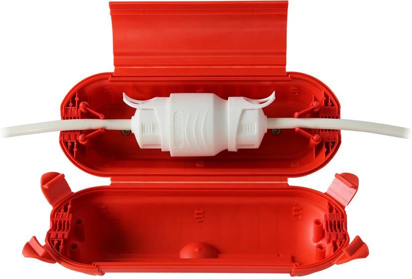 Предпазна кутия червена IP44 за щепсел + куплунг 210мм ф70мм Commel