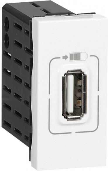 Розетка USB за зареждане тип А 1.1A 5.5W 1 мод. цвят Бял Mosaic Legrand