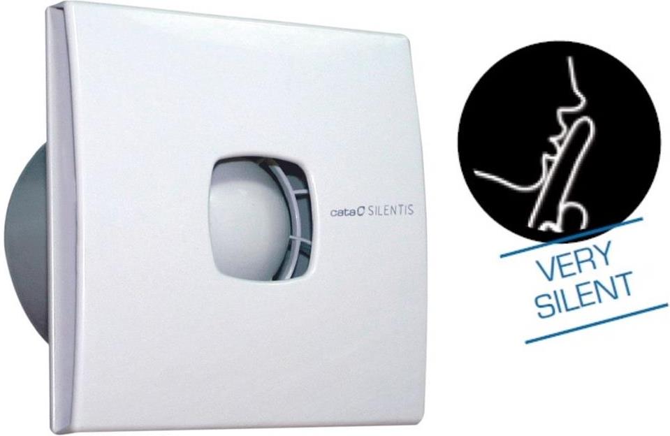 Вентилатор SILENTIS10 LOW NOISE ф100мм, цвят Бял, 90м3/ч, 12W, 30dB комплект с клапа CATA