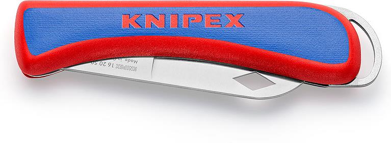 Сгъваем нож за електротехници, синьо-червена ръкохватка 120мм, Knipex
