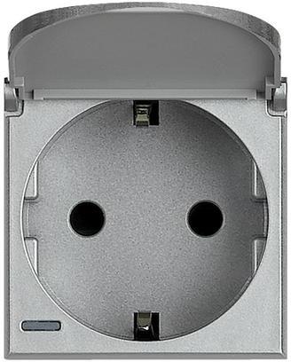 Контакт ШУКО с капаче 2P+E 2 мод. 16A цвят Алуминий Axolute Bticino