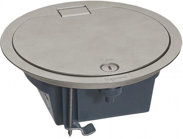 Подова кутия 4мод. IP66 IK09 сатиниран хром с капак включващ фиксиращи скоби за задържане на капака отворен Legrand