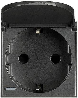 Контакт ШУКО с капаче 2P+E 2 мод. 16A цвят Антрацит Axolute Bticino