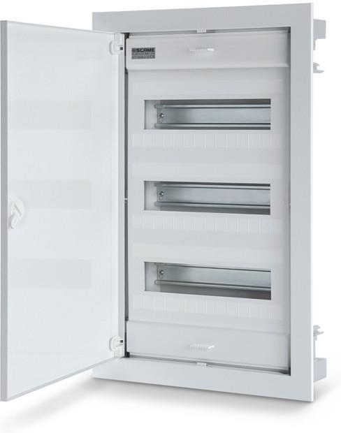 Табло за СКРИТ монтаж 3х12+6 DIN модула с метална плътна врата 568x368x90 Scame