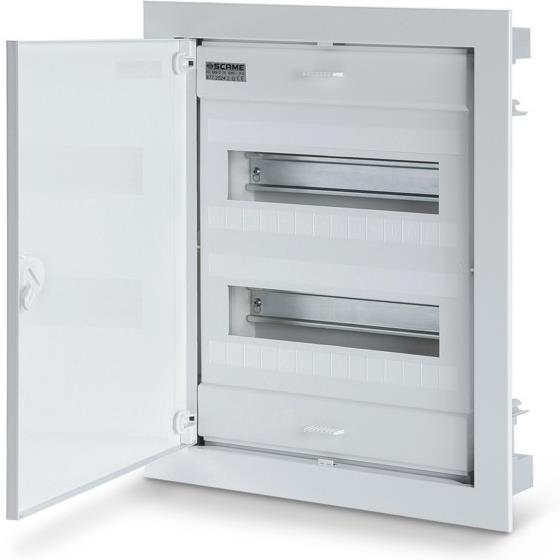 Табло за СКРИТ монтаж 2х12+4 DIN модула с метална плътна врата 443x368x90 Scame