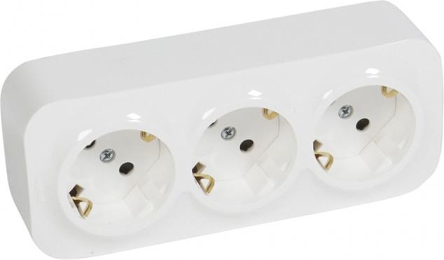 Контакт шуко ТРОЕН IP21 открит монтаж цвят Бял Forix Legrand