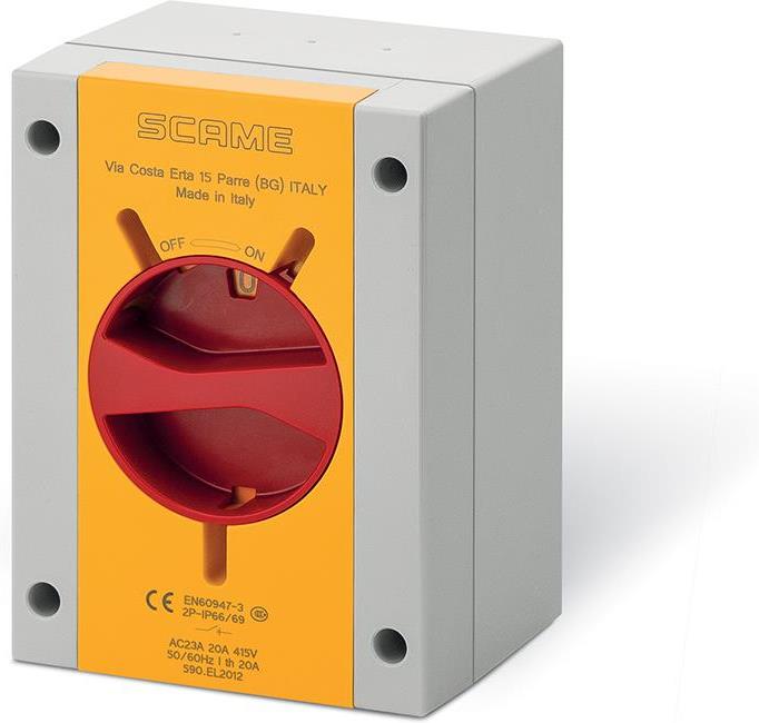 Пакетен прекъсвач Y1 40A 3P+N I-0 в кутия 110x150x87mm IP66 Isolators Scame