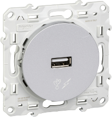 Розетка USB за зареждане тип A 1A 5W цвят Алуминий Odace SE /до изчерпване/