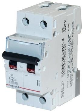 Автоматичен прекъсвач TX3 2P 25A крива С 6kA Legrand
