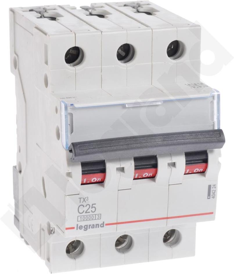 Автоматичен прекъсвач TX3 3P 25A крива С 10kA Legrand