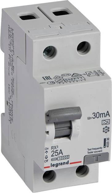 ДТЗ 2P 25А 30mА серия RX3 ID тип A Legrand