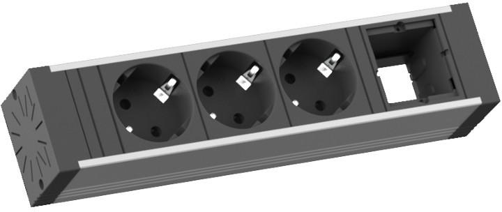 Модул за VENID с 3х Шуко и 1х празен модул, цвят Черен, Bachmann