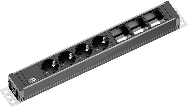 Модул UNIVERSAL с 4х Шуко и 3х празни модула, с кабел 3м, цвят Черен, Bachmann