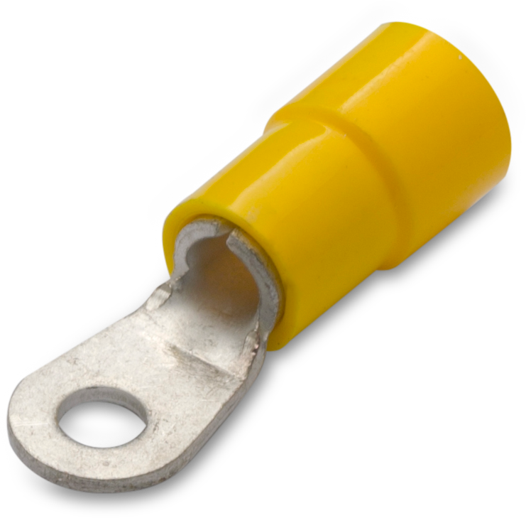Изолирана кабелна обувка тип ринг 4-6мм2 с диаметър на винта 10мм жълта /100бр. пакет/ 300V BM