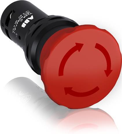 Авариен стоп червен Ф40мм CE4T-10R-11 1NO-1NC освобождаване чрез завъртане Ø22mm Compact АВВ