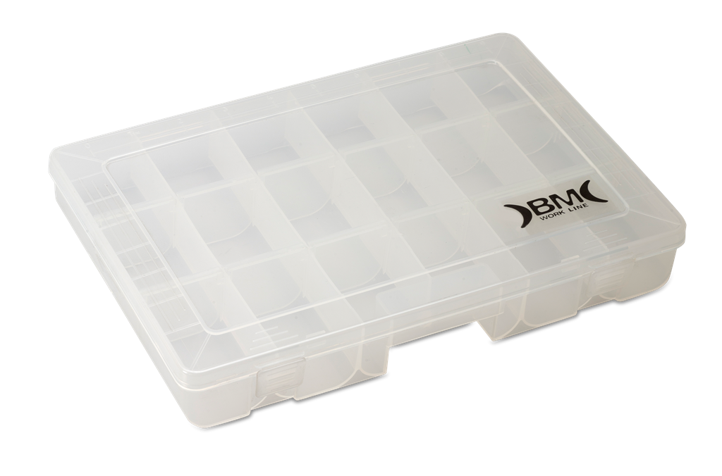 Празна кутия 292х186х42мм средна прозрачна 18 отделения