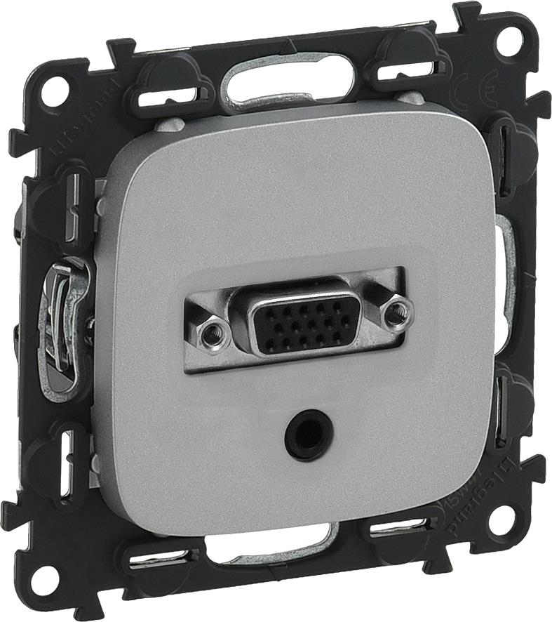 VGA UXGA HD +3.5mm Аудио жак (комплект с механизъм) цвят Алуминий Valena Allur Legrand /до изчерпване/