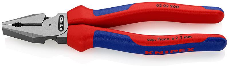 Комбинирани клещи усилени, синьо-червена ръкохватка 200мм, Knipex