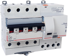 ДТЗ комбинирана DX3 4P 40A крива C 30mA тип AC 6kA 7 мод. Legrand