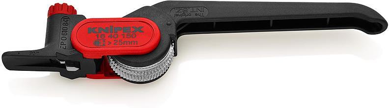 Кабелен нож, за изолация над Ø25мм, черна ръкохватка 150мм, Knipex