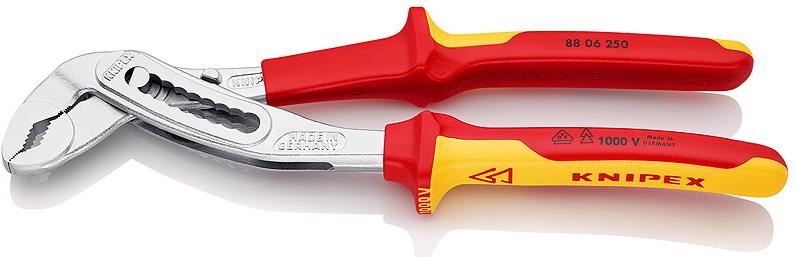 Клещи раздвижени Alligator, хромирани, VDE 1000V жълто-червена ръкохватка 250мм, Knipex
