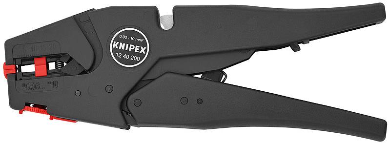 Клещи заголващи саморегулиращи, черно-фосфатирани, жило Ø0.03-10мм, ръкохватка 200мм, с отваряща пружина, Knipex