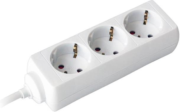 Разклонител БЯЛ 3x2P+E с кабел 1.4 метра / 1.0mm2 Commel