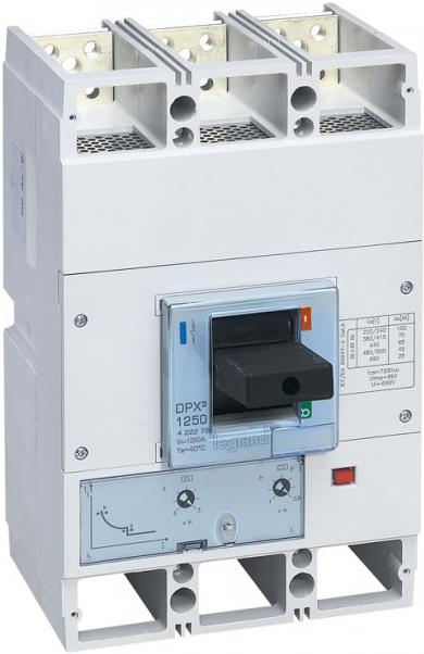Автомат DPX3 1600 TM 3P 1250A 70кА регулируем (In x 0.8...1) Legrand