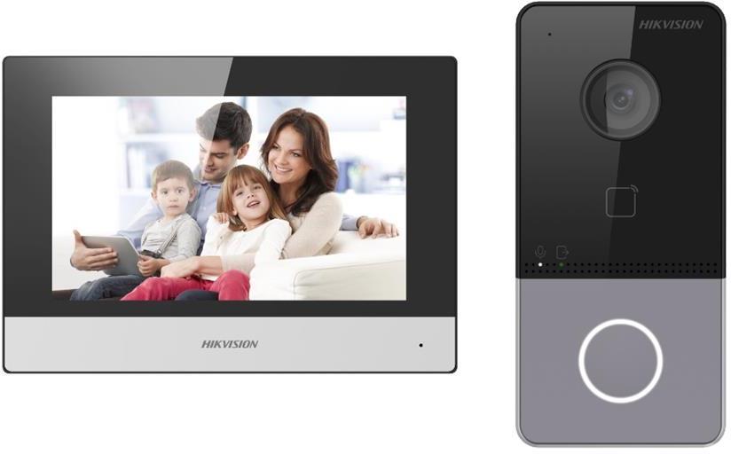 Видео-домофон комплект с DS-KH6320-WTE1 дисплей и DS-KV6113-WPE1 входен панел, IP система, Hikvision
