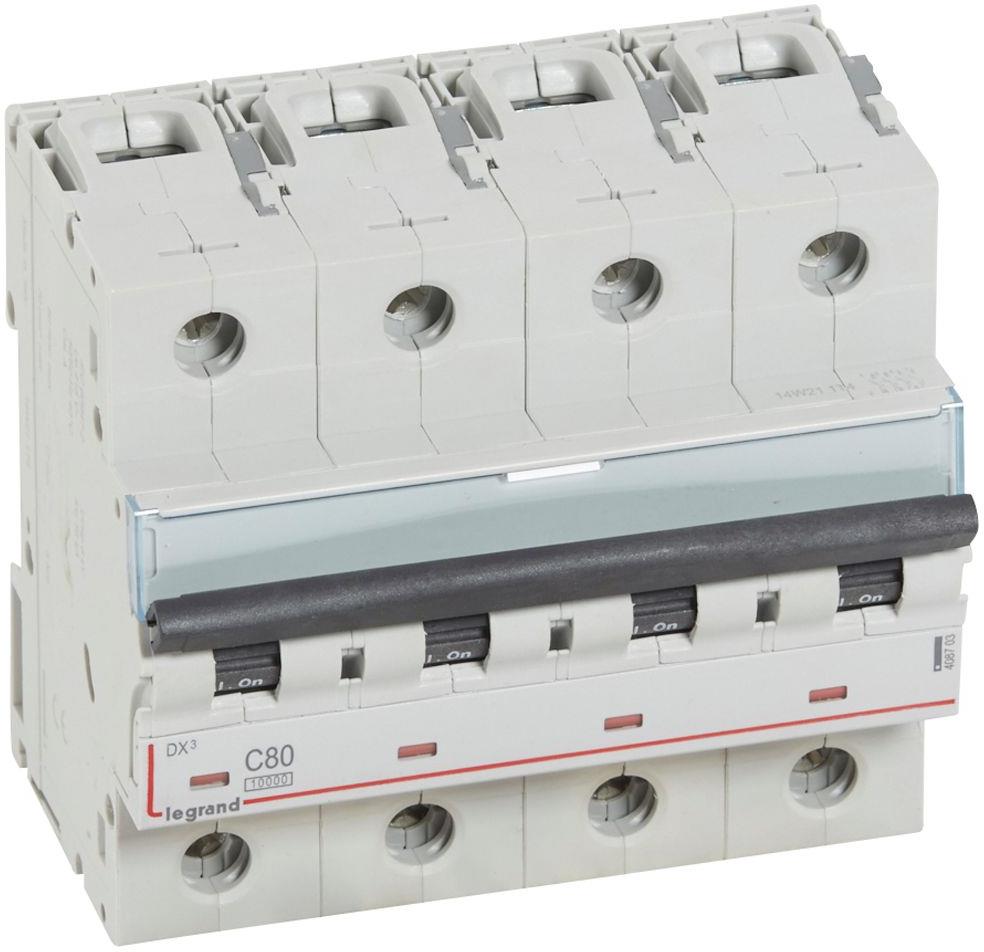 Автоматичен прекъсвач DX3 4P 80A крива C 10kA Legrand