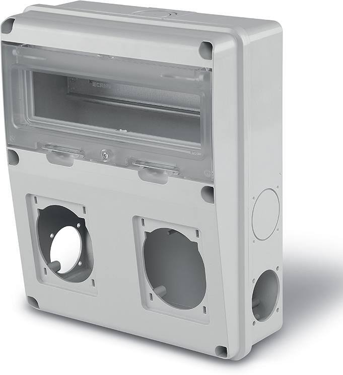 Табло за индустриални контакти и DIN модули IP55, UV, серия Enerbox /11 DIN, 2х16-32A и 4хшуко/ Scame