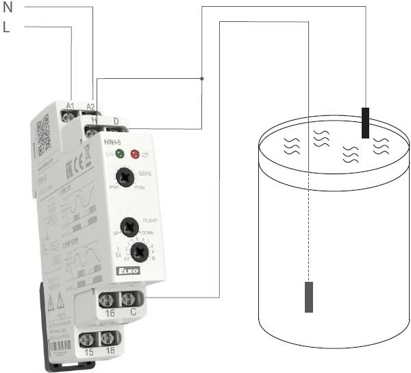 Реле за контрол на ниво, 5-100 kOhm, 1c/o 8A, 24...240Vac/dc, 1DIN, Elko EP