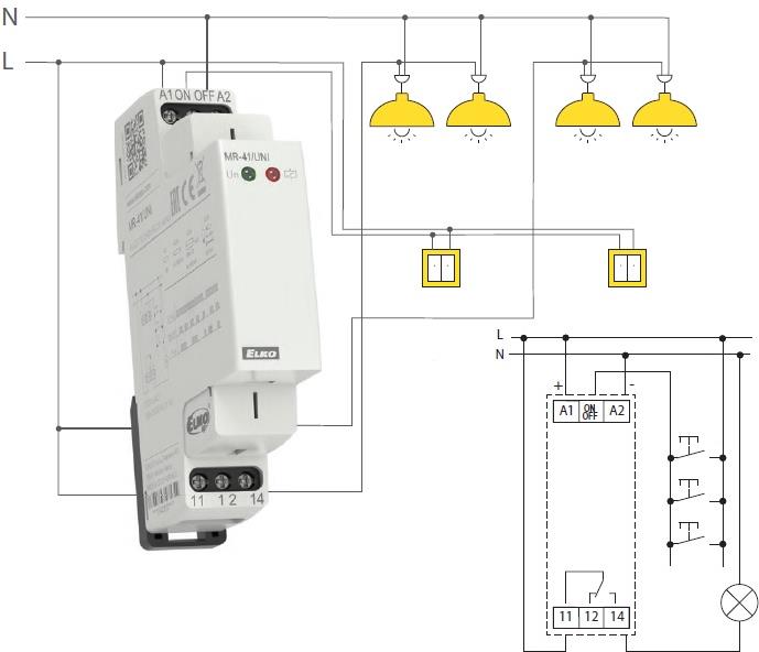 Импулсно реле, безшумно, 1c/o 16A, 12...240Vac/dc, 1DIN, Elko EP