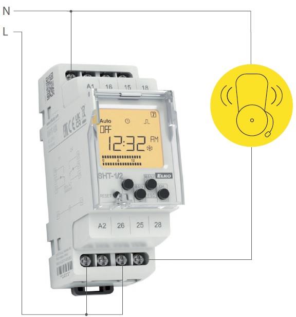Таймер годишен, цифров с LCD, 1 минута минимален интервал, резерв 3 години, 1c/o 16A, 12...240Vac/dc, 2DIN, Elko EP /изчерпване/