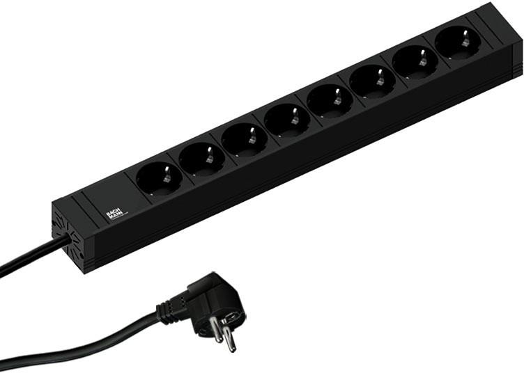 Разклонител ЧЕРЕН 8x2P+E с кабел 2 метра / 3x1.5мм2 CONNECT LINE, Bachmann