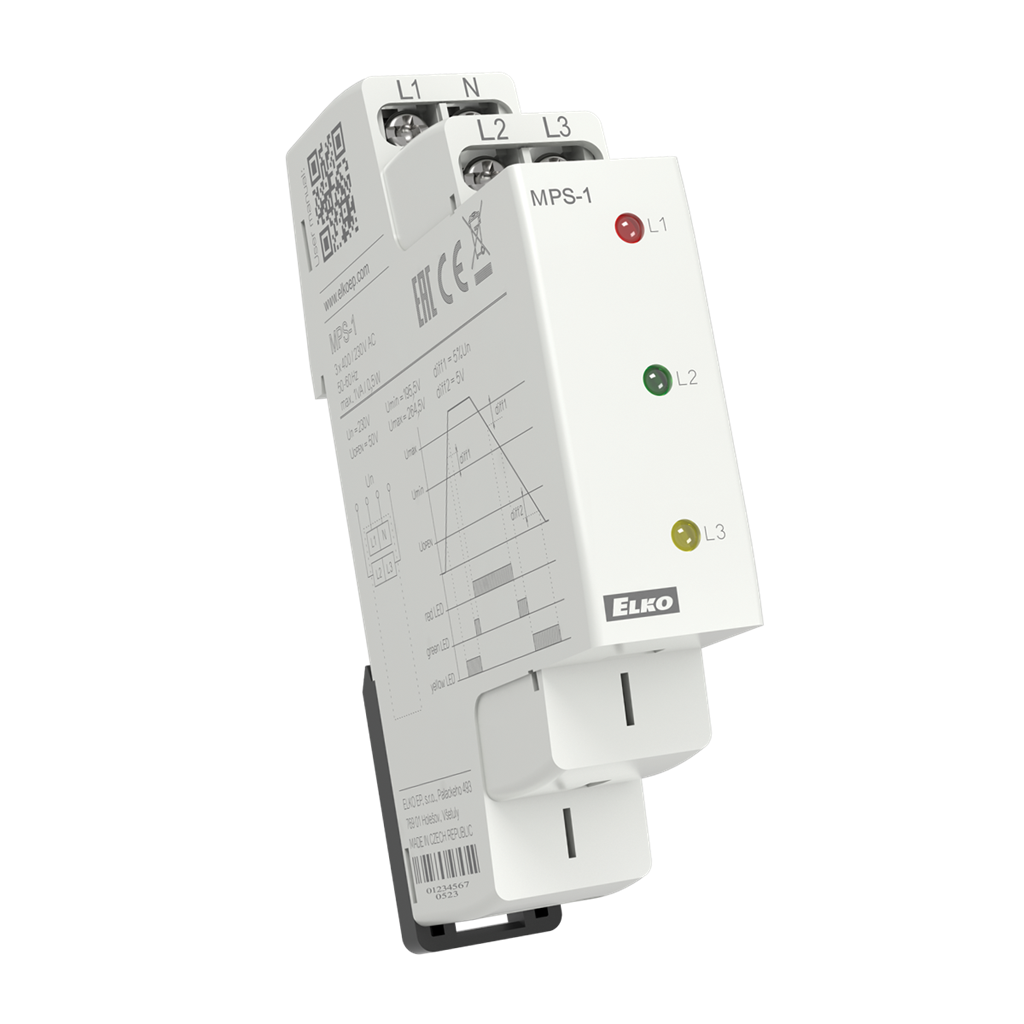 Индикатор за контрол на напрежение 3P, 230/400Vac, 1DIN, Elko EP