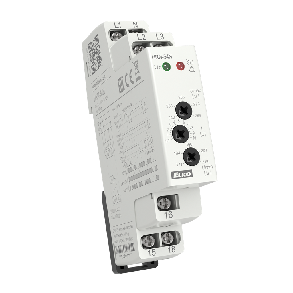 Реле за контрол на фази 3P, последователност, настр. праг, 1c/o 8A, 2VA, 172…287Vac, 1DIN, Elko EP